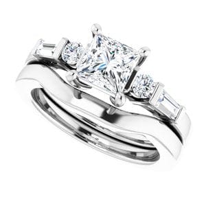 Rings 14K White  5.5 mm Square Engagement Ring Mounting