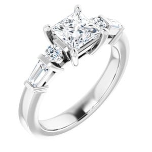 Rings 14K White  5.5 mm Square Engagement Ring Mounting