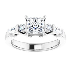 Rings 14K White  5.5 mm Square Engagement Ring Mounting