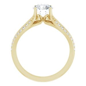 Rings 14K Yellow 7 mm Round Accented Engagement Ring Mounting
