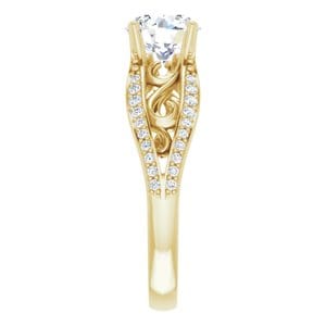 Rings 14K Yellow 7 mm Round Accented Engagement Ring Mounting