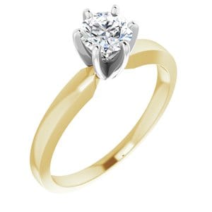 Rings 14K Yellow & White 5-5.3 mm Round 6-Prong Solitaire Engagement Ring Mounting
