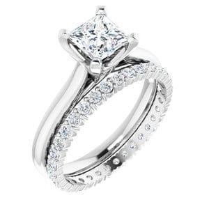 Rings 14K White 5.5 mm Square Engagement Ring Mounting