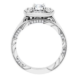 Rings 14K White 5.2 mm Round Vintage-Inspired Halo-Style Engagement Ring Mounting