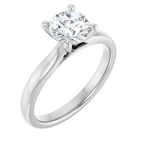 Rings 14K White 6.5 mm Round Solitaire Engagement Ring Mounting