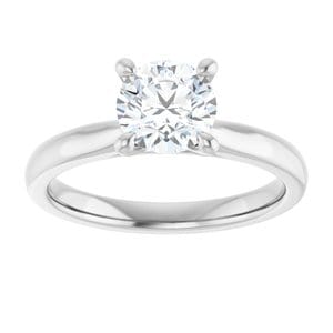 Rings 14K White 6.5 mm Round Solitaire Engagement Ring Mounting
