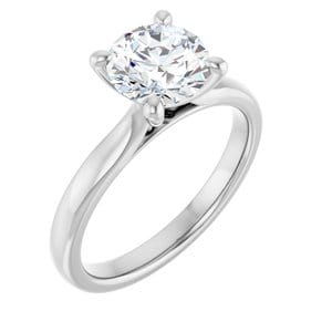 Rings 14K White 7.4 mm Round Solitaire Engagement Ring Mounting