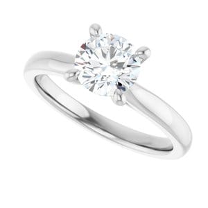 Rings 14K White 6.5 mm Round Solitaire Engagement Ring Mounting