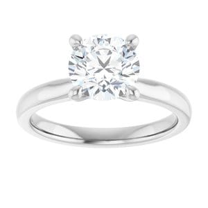Rings 14K White 7.4 mm Round Solitaire Engagement Ring Mounting