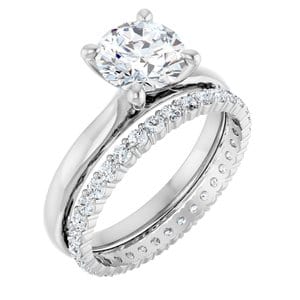 Rings 14K White 7.4 mm Round Solitaire Engagement Ring Mounting