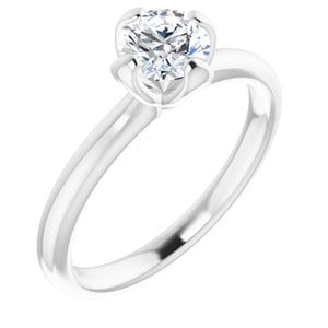 Rings 14K White 6.5 mm Round Solitaire Engagement Ring Mounting