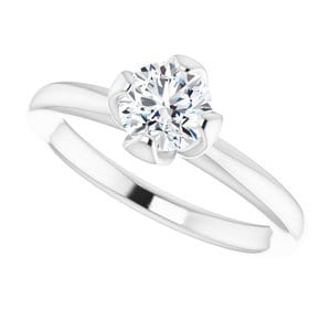 Rings 14K White 6.5 mm Round Solitaire Engagement Ring Mounting
