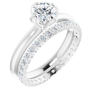 Rings 14K White 6.5 mm Round Solitaire Engagement Ring Mounting