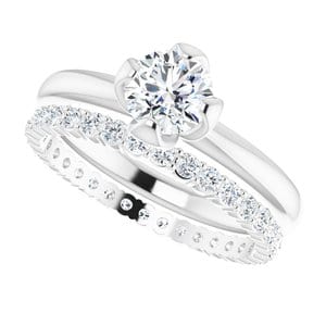 Rings 14K White 6.5 mm Round Solitaire Engagement Ring Mounting