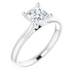 Rings 14K White 5.8 mm Round Solitaire Engagement Ring Mounting
