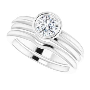 Rings 14K White 5.2 mm Round Engagement Ring Mounting