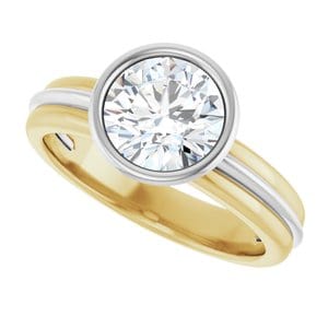 Rings 14K Yellow & White 7.4 mm Round Engagement Ring Mounting