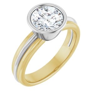 Rings 14K Yellow & White 7.4 mm Round Engagement Ring Mounting