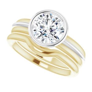 Rings 14K Yellow & White 7.4 mm Round Engagement Ring Mounting
