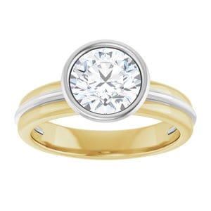 Rings 14K Yellow & White 7.4 mm Round Engagement Ring Mounting