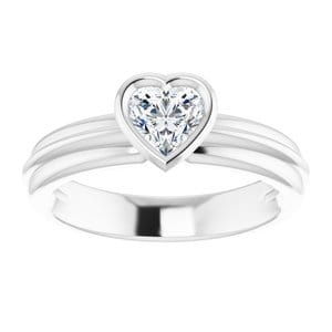 Rings Sterling Silver  5x5 mm Heart Solitaire Engagement Ring Mounting