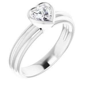 Rings Sterling Silver  5x5 mm Heart Solitaire Engagement Ring Mounting