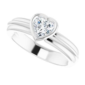 Rings Sterling Silver  5x5 mm Heart Solitaire Engagement Ring Mounting