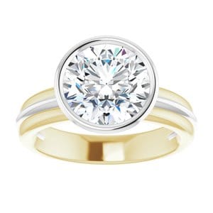 Rings 14K Yellow & White 9 mm Round Engagement Ring Mounting