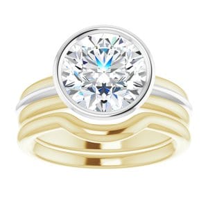 Rings 14K Yellow & White 9 mm Round Engagement Ring Mounting