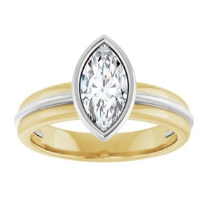 Rings 10K Yellow & White 10x5 mm Marquise Engagement Ring Mounting