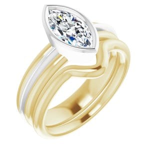 Rings 10K Yellow & White 10x5 mm Marquise Engagement Ring Mounting