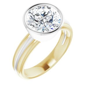 Rings 14K Yellow & White 9 mm Round Engagement Ring Mounting