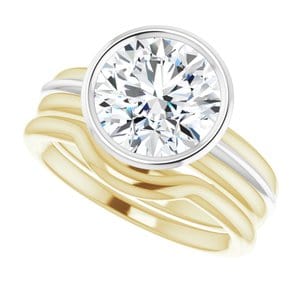 Rings 14K Yellow & White 9 mm Round Engagement Ring Mounting