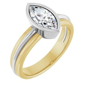Rings 10K Yellow & White 10x5 mm Marquise Engagement Ring Mounting