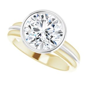 Rings 14K Yellow & White 9 mm Round Engagement Ring Mounting