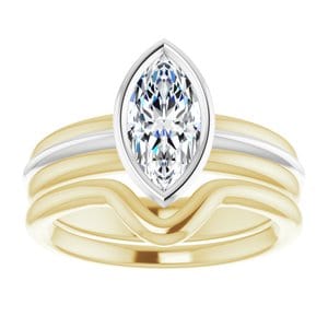 Rings 10K Yellow & White 10x5 mm Marquise Engagement Ring Mounting