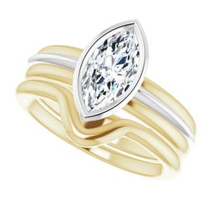 Rings 10K Yellow & White 10x5 mm Marquise Engagement Ring Mounting