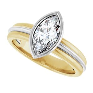 Rings 10K Yellow & White 10x5 mm Marquise Engagement Ring Mounting