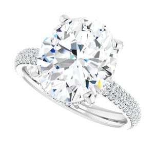 Rings 14K White 12x10 mm Oval Engagement Ring Mounting
