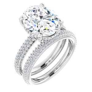 Rings 14K White 12x10 mm Oval Engagement Ring Mounting