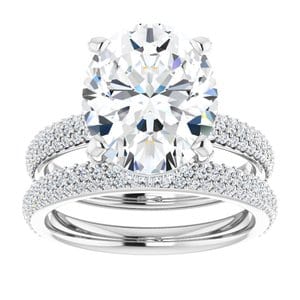 Rings 14K White 12x10 mm Oval Engagement Ring Mounting