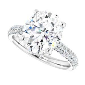 Rings 14K White 11x9 mm Oval Engagement Ring Mounting