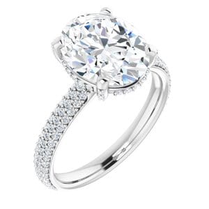 Rings 14K White 11x9 mm Oval Engagement Ring Mounting