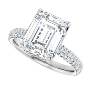 Rings 14K White 10x8 mm Emerald Engagement Ring Mounting