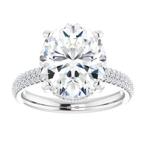 Rings 14K White 12x10 mm Oval Engagement Ring Mounting