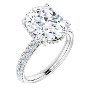 Rings 14K White 12x10 mm Oval Engagement Ring Mounting