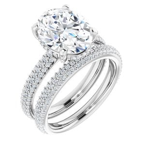 Rings 14K White 11x9 mm Oval Engagement Ring Mounting