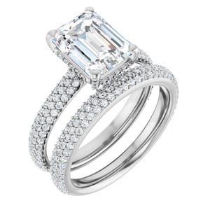 Rings 14K White 9x7 mm Emerald Engagement Ring Mounting