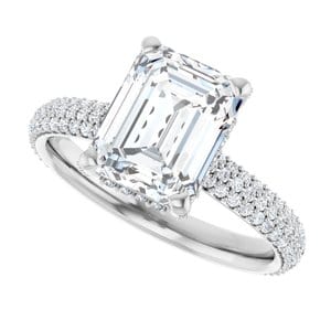 Rings 14K White 9x7 mm Emerald Engagement Ring Mounting