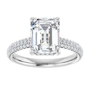 Rings 14K White 9x7 mm Emerald Engagement Ring Mounting